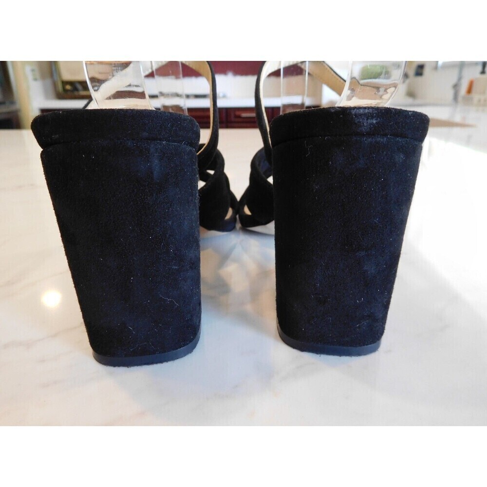 SOLE SOCIETY "Joanan" Black Suede Leather Ankle Strap Criss-Cross Sandals 8.5M - Picture 7 of 11